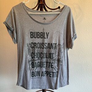 Disney Gray Scoop Neck Paris Graphic Tee